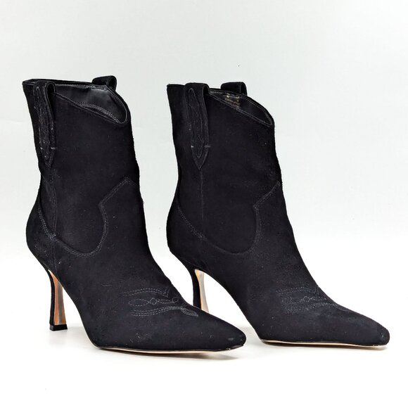 Sam Edelman Women Moe Western Cowboy Black Suede Boots size 8 - Picture 1 of 12